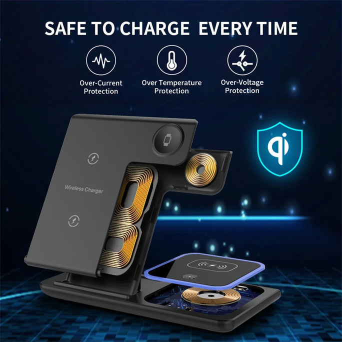 3-in-1 Wireless Charging Station – Foldable Pad for iPhone 15/14/13/12, Watch & AirPods